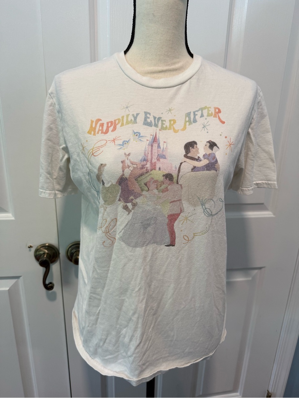 Women’s Disney White Tee with Pastel Princess Graphic